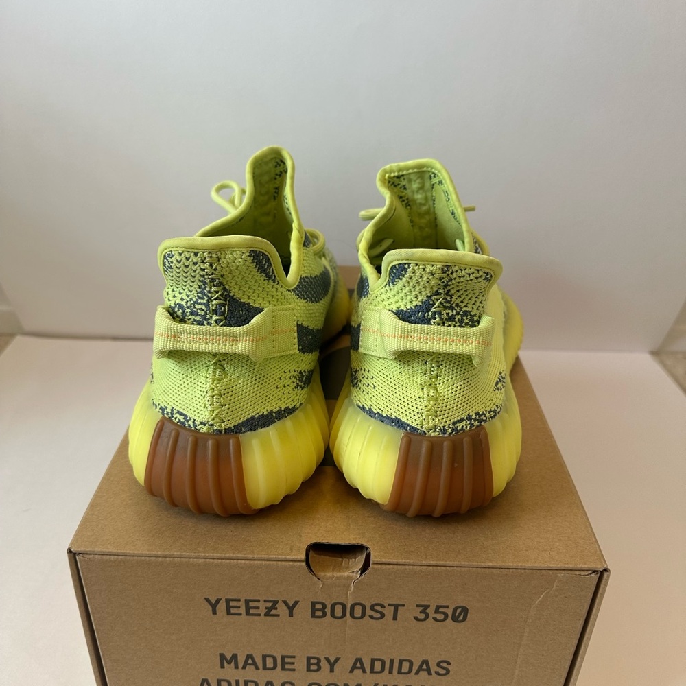 Men YEEZY BOOST 350 Yellow and Black Sneakers - Picture 3 of 10